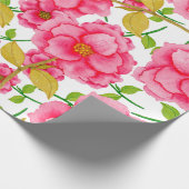 花と水色のシームレスなパターン。ヴィンテージ  ラッピングペーパー (角)