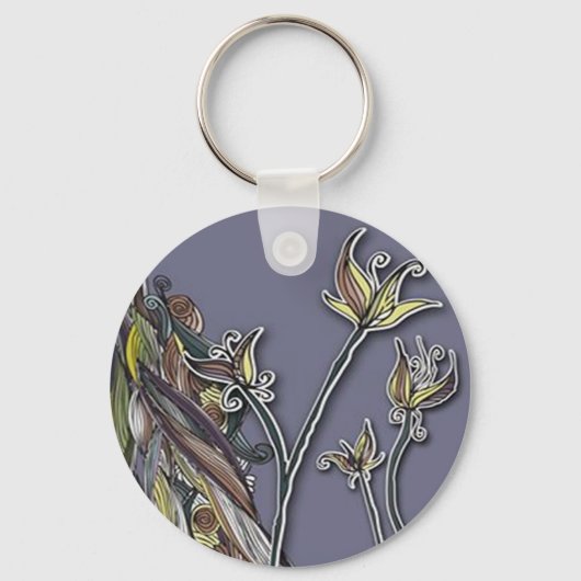 花と波のキーチェーン キーホルダー (正面)