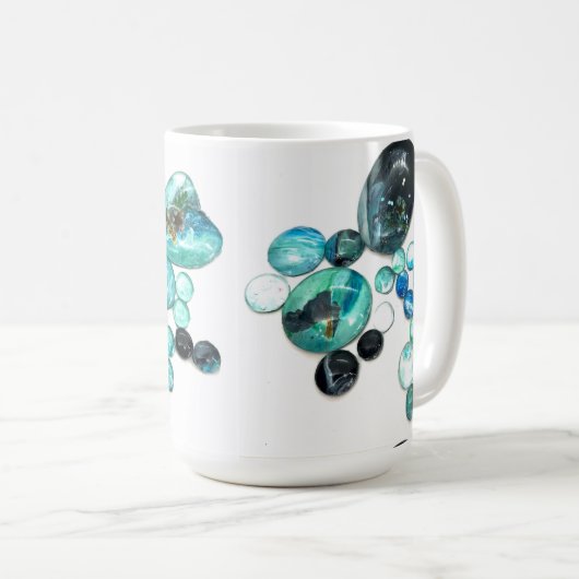 花と海ガラス色きらきら光る コーヒーマグカップ (正面右)