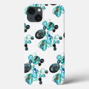 花と海ガラス色きらきら光る iPhone 13ケース