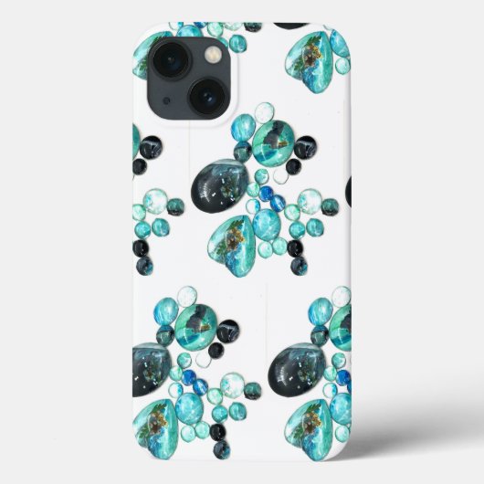 花と海ガラス色きらきら光る Case-Mate iPhoneケース (裏面)