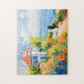花と海岸の家Impressionist Seascap ジグソーパズル (縦)