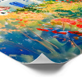 花と海岸の家Impressionist Seascap ポスター (角)