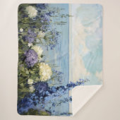花と海絵を描の シェルパブランケット (正面)