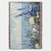 花と海絵を描の スローブランケット (正面縦)