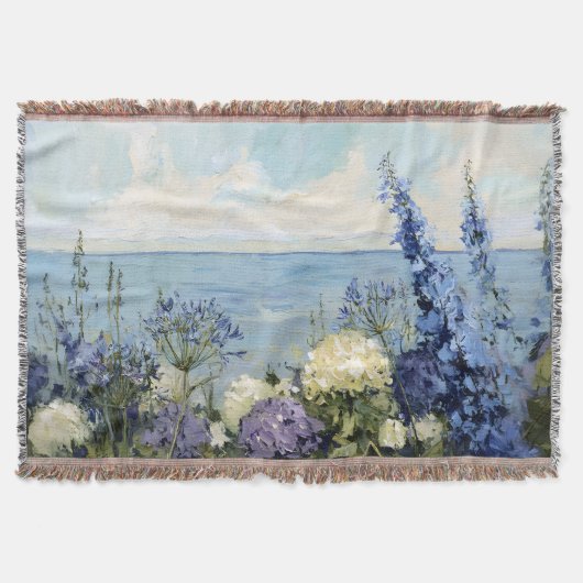 花と海絵を描の スローブランケット (正面)
