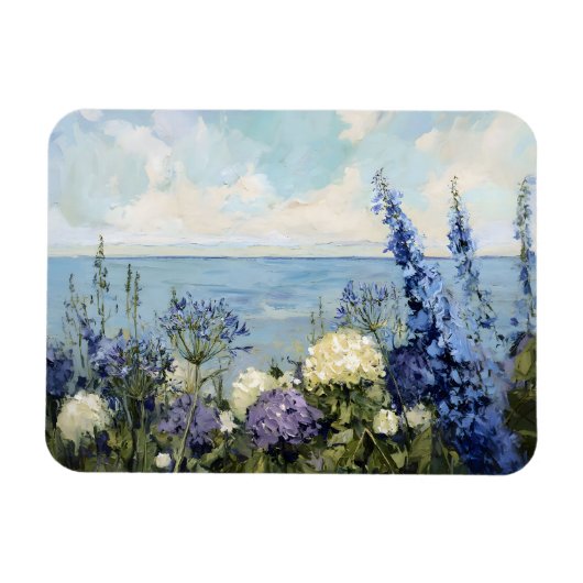 花と海絵を描の マグネット (横)