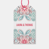 花と渦巻きのロマンチックなギフトタグ ギフトタグ (正面)