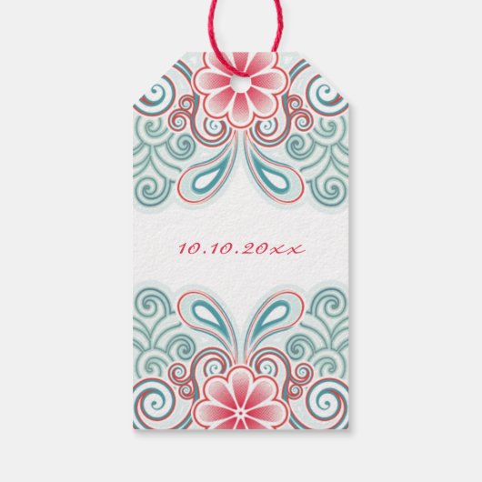 花と渦巻きのロマンチックなギフトタグ ギフトタグ (裏面)