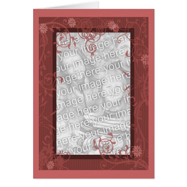 花と渦巻きデザインフォトカード (正面)