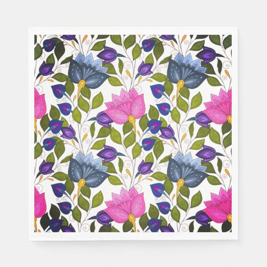 花と渦巻きP32ランチョンナプキン紙 スタンダードランチョンナプキン (正面)