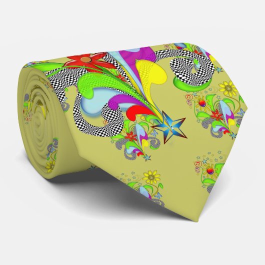 花と渦巻きTシャツとギフト ネクタイ (ロール)