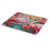 花と湖のピンクのフラミンゴ–20231 カッティングボード (角)