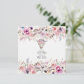 花と牛の頭蓋骨 ラスティック カントリー グラム 誘 invitation 招待状 (スタンド正面)