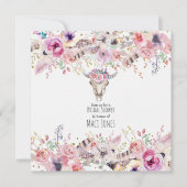 花と牛の頭蓋骨 ラスティック カントリー グラム 誘 invitation 招待状 (正面)