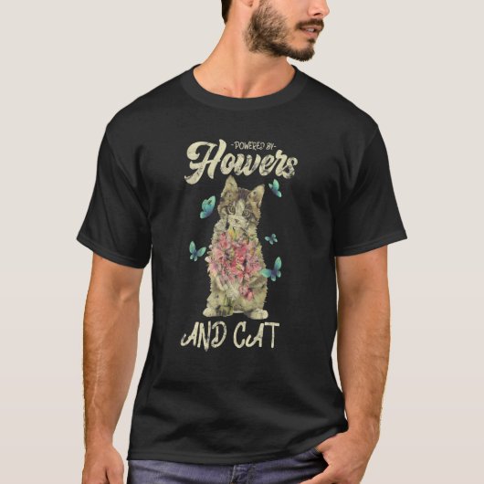 花と猫の猫好き Tシャツ (正面)