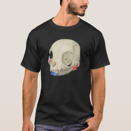 花と猫の頭蓋骨 Tシャツ