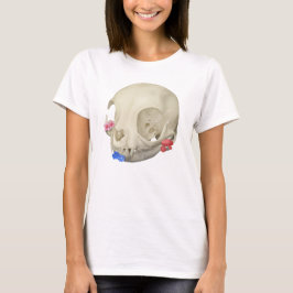 花と猫の頭蓋骨 Tシャツ