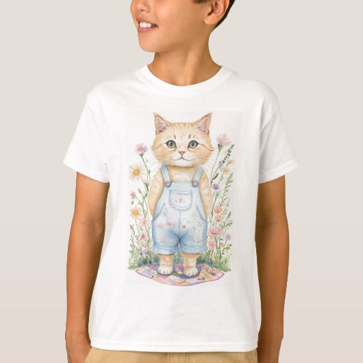 花と猫のTシャツ Tシャツ (正面)