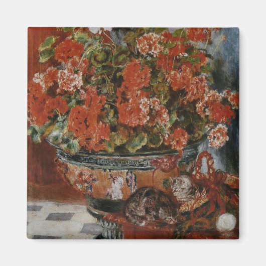 花と猫(フルーアやチャット)ルノアール マグネット (正面)