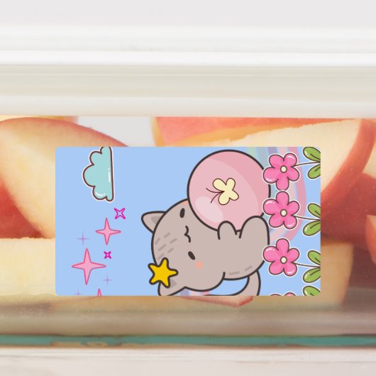 花と猫 ラベル (貼付)