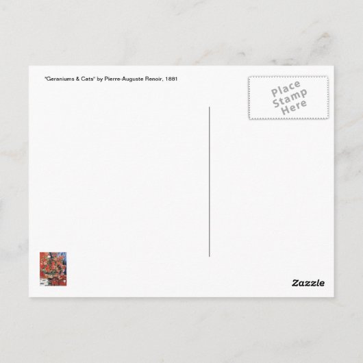 花と猫 – 印象派アート – ルノアール ポストカード (裏面)