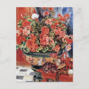 花と猫 – 印象派アート – ルノアール ポストカード