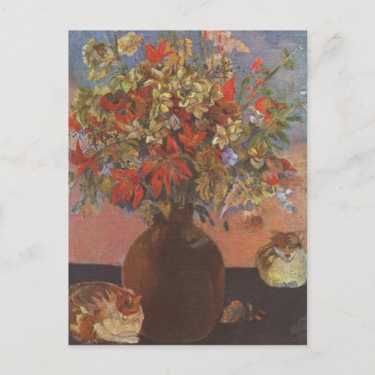 花と猫 – Paul Gauguin ポストカード (正面)