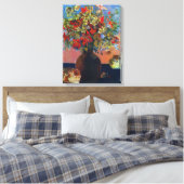 花と猫by Paul Gauguinヴィンテージファインアート キャンバスプリント (インサイチュ (寝室))