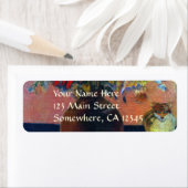 花と猫by Paul Gauguinヴィンテージファインアート ラベル (インサイチュ)