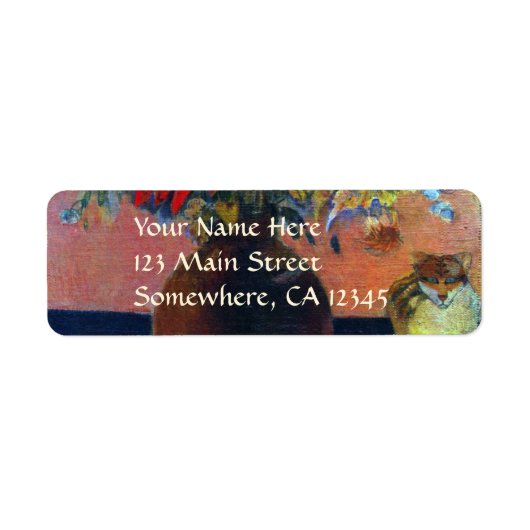 花と猫by Paul Gauguinヴィンテージファインアート ラベル (正面)