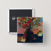 花と猫by Paul Gauguinヴィンテージファインアート 缶バッジ (正面&裏面)