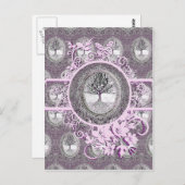 花と白の生命の木 ポストカード (正面/裏面)