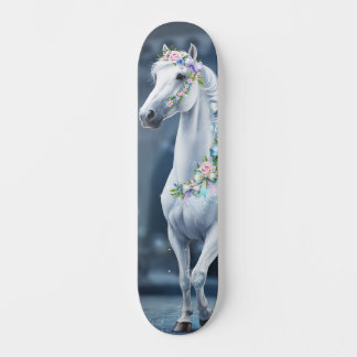 花と白馬のスケートボード スケートボード