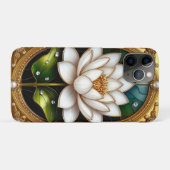 花と真珠のデザインの金色フレーム Case-Mate iPhoneケース (裏面(横))
