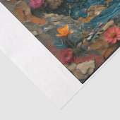 花と石のコラージュを持つタイガーヘッド 薄葉紙 (詳細)