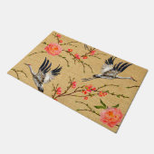 花と砂丘の鶴 鳥 自然の美しさ ドアマット (アングル)