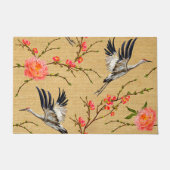 花と砂丘の鶴 鳥 自然の美しさ ドアマット (正面)