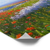 花と神秘的な雲のフィールド ポスター (角)