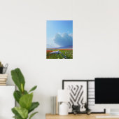 花と神秘的な雲のフィールド ポスター (ホームオフィス)