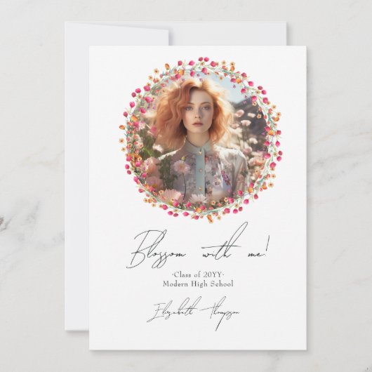 花と私ワイルドフラワー卒業写真 案内状 (正面)