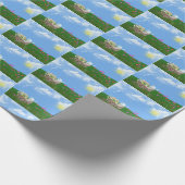 花と空を伴う手押し車 ラッピングペーパー (角)