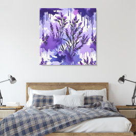 花と紫の水彩画 キャンバスプリント