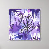 花と紫の水彩画 キャンバスプリント (正面)