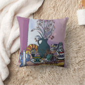 花と紫の花瓶 クッション (ブランケット)