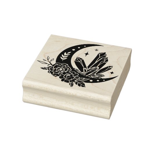 花と結晶を持つ月 ラバースタンプ (スタンプ)