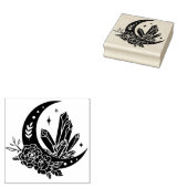 花と結晶を持つ月 ラバースタンプ (押印)