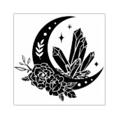 花と結晶を持つ月 ラバースタンプ (インプリント)