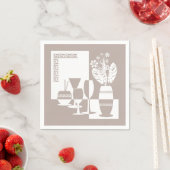 花と絵画ワイングラスの光を持つ花瓶 スタンダードカクテルナプキン (インサイチュ)