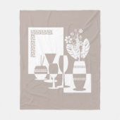 花と絵画ワイングラスの光を持つ花瓶 フリースブランケット (正面)